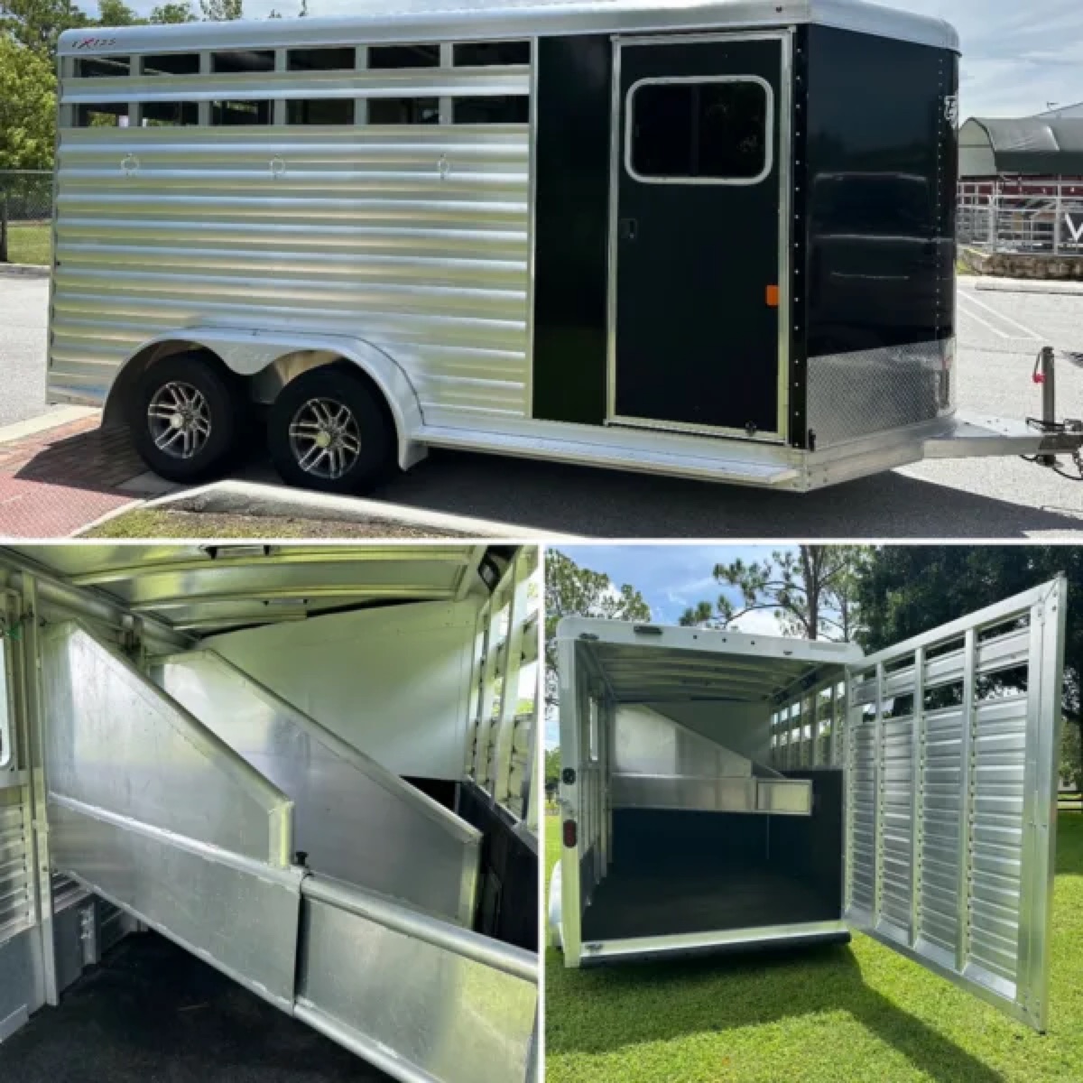 7.6x20 Exiss 3-Horse Trailer (Slant Stock w/ Tack)
